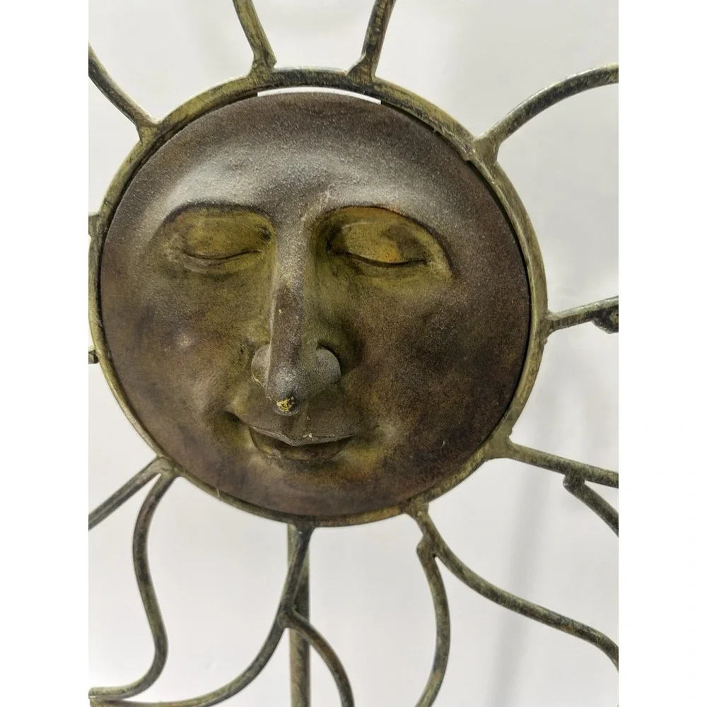 Vintage Celestial Sun Face/Mirror On Stand Metal 24